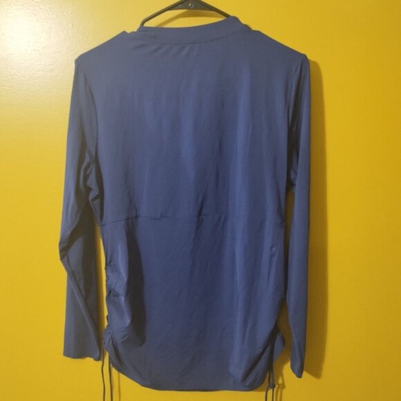 Lands' End Long Sleeve Ruched Side Rash Guard 1/4 Zip L - Picture 4 of 5